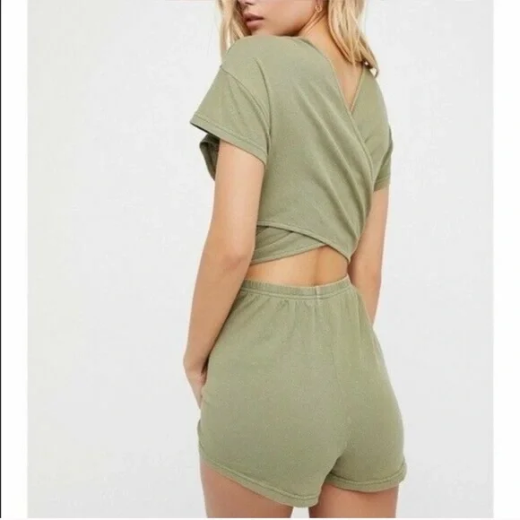 Free People Easy Street wrap romper in green XS - Picture 6 of 10